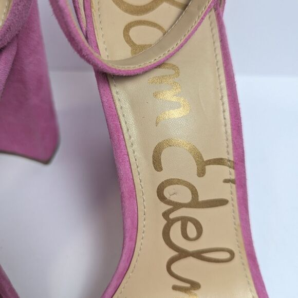 San Edelman Yoro Bright Pink Suede Strappy Block Heel Sandals Womens 9 - Picture 8 of 9